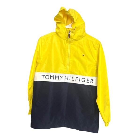 NWT Tommy Hilfiger Boys Large (16/18) Hooded Windbreaker Blazing Yellow - Picture 1 of 3